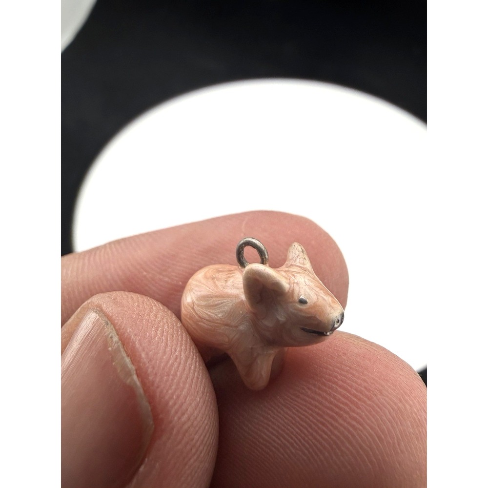 Vintage 925 Sterling Silver And Colored Enamel Pig Shaped Charm Pendant